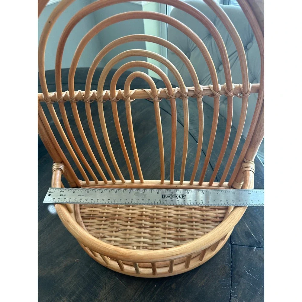 Vintage Boho Rattan Rainbow Wall Shelf Wicker Floating Nursery Decor Arch EUC